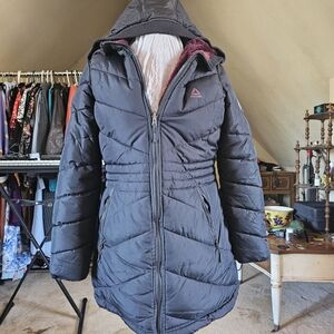 Reebok Dark Gray Hooded Puffer Jacket